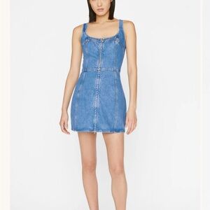 Frame Denim Blue Sheath Mini Dress Sleeveless Scoop Neck